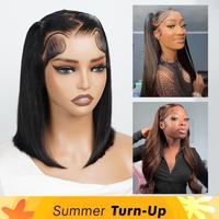 Asteria Hair Pre-Styled Straight 13x4 Glueless Ready to Go Lace Frontal Wig Human Hair Wigs Pre Bleached Beginners Glueless W...