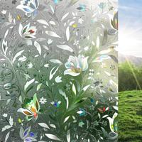 Window Privacy Film, Decorative Stained Glass Window Film, Sun Blocking Glass Clings, Renter-Friendly Static Cling Frosted St...