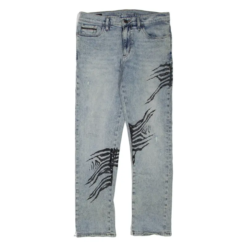 CALVIN KLEIN JEANS Womens Jeans Blue Slim Boyfriend Acid Wash W28 L32