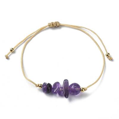 Natural Amethyst Chips Braided Bead Bracelets