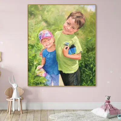 Original Paintings from Photo Children Wall Art Abstract Modern Artwork Textured Decor for Bedroom | PAINTING FROM PHOTO #32