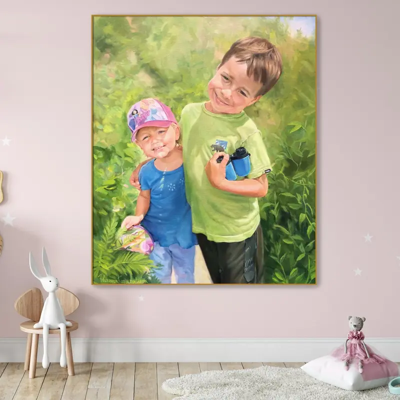 Original Paintings from Photo Children Wall Art Abstract Modern Artwork Textured Decor for Bedroom | PAINTING FROM PHOTO #32