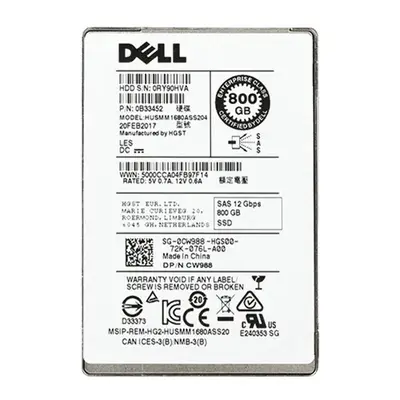 HUSMM1680ASS204 HGST Ultrastar SSD1600MM Series 800GB Multi-Level Cell SAS 12Gb/s 512e Mainstream Endurance 2.5-inch Solid St...