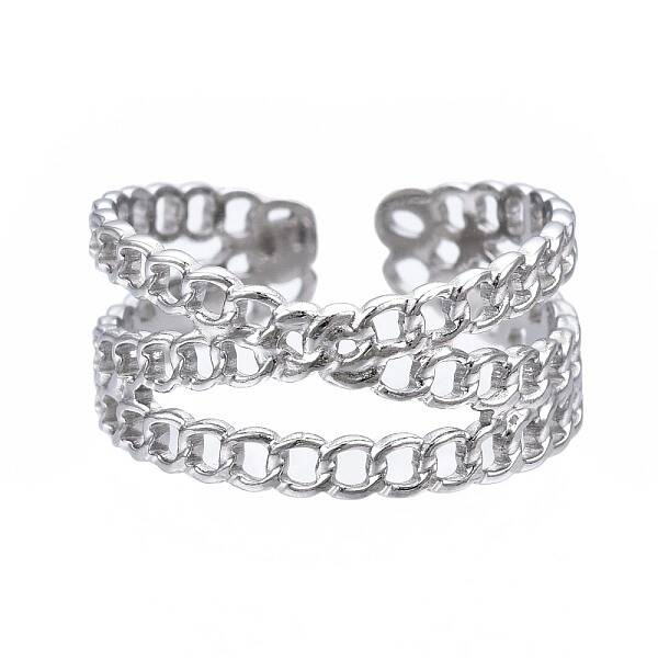 Non-Tarnish 304 Stainless Steel Criss Cross Open Cuff Ring
