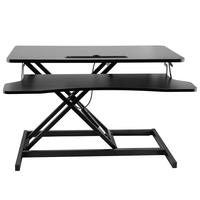 32 inch Desk Converter, Height Adjustable Sit to Stand Riser, Laptop Workstation with Wide Keyboard Tray, Black.