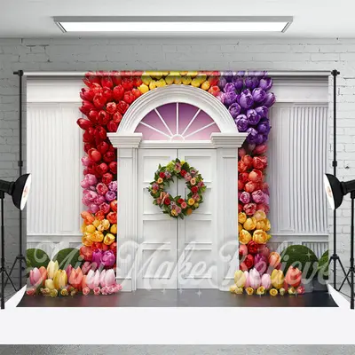 Retro Wall Flower Wreath Decoration Photo Backdrop - Aperturee