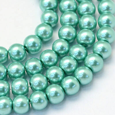 Baking Painted Pearlized Glass Pearl Round Bead Strands