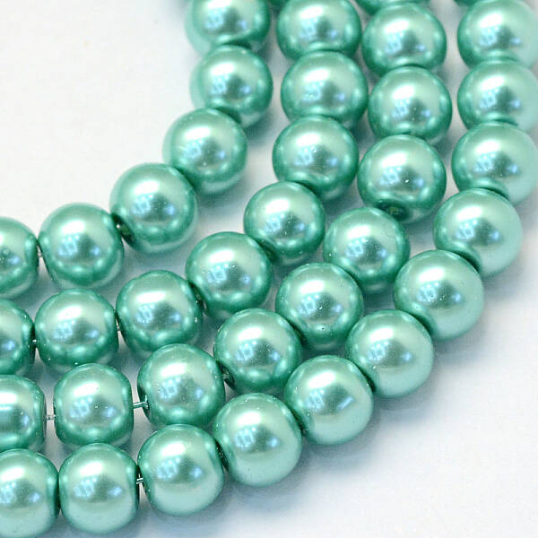 Baking Painted Pearlized Glass Pearl Round Bead Strands
