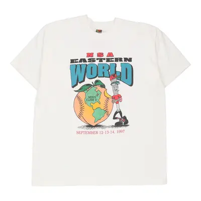 NSA Eastern World Fruit Of The Loom Graphic T-Shirt - XL White Cotton