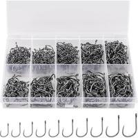 500PCS/100PCS Carbon Steel Fishing Hooks - 10 Sizes/4 Sizes with Portable Plastic Box - Strong Sharp Barbed Hooks for Freshwa...