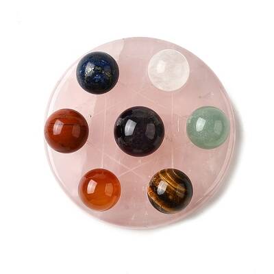 Chakra Natural Rose Quartz Base Seven Star Group Display Decorations