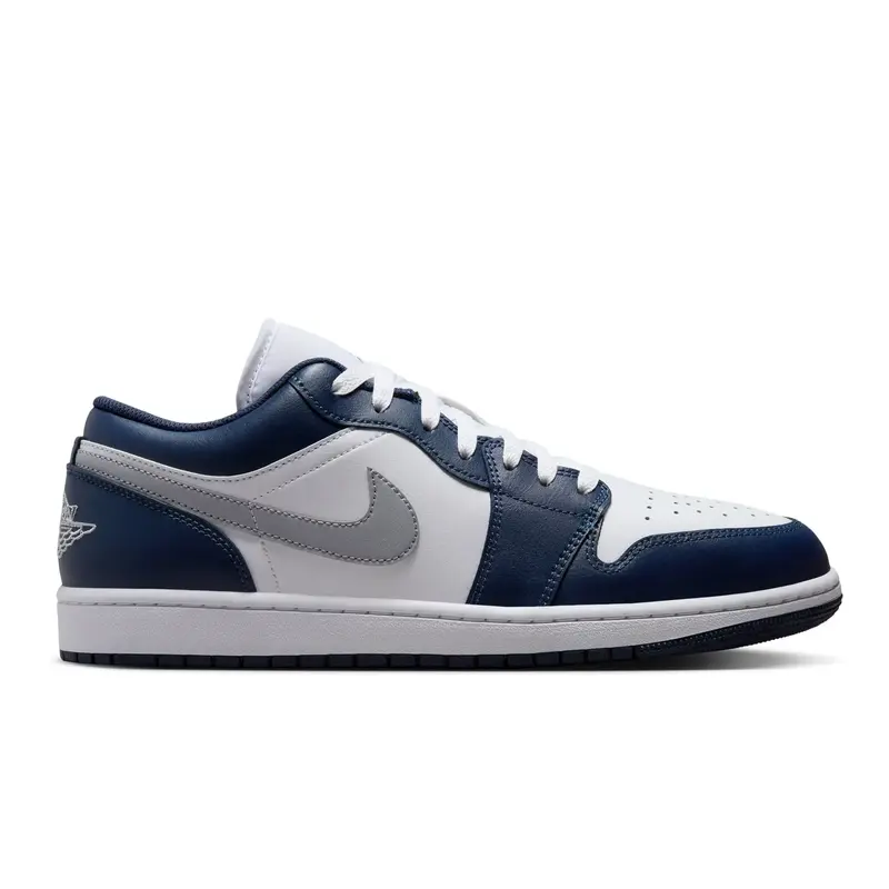 Nike Air Jordan 1 Low Wolf Grey Midnight Navy 553558-141 Men's Fashion Sneaker New