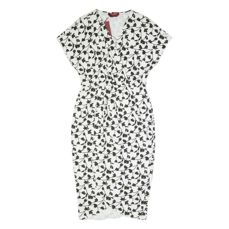 MAX MARA STUDIO Womens Pencil Dress Cream Floral Short Sleeve Midi M