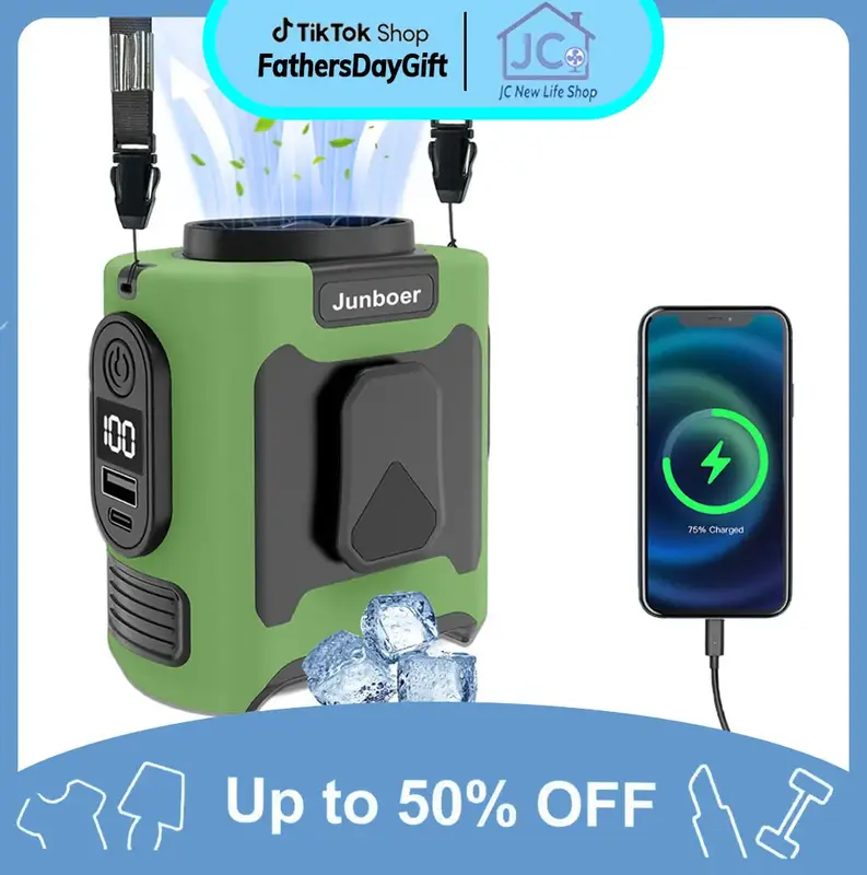 Best gift for Father's Day, 2025 JC shop new smart portable rechargeable fan with LED light, up to 25 hours of battery life, ...
