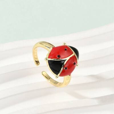 Brass Enamel Cuff Rings for Women