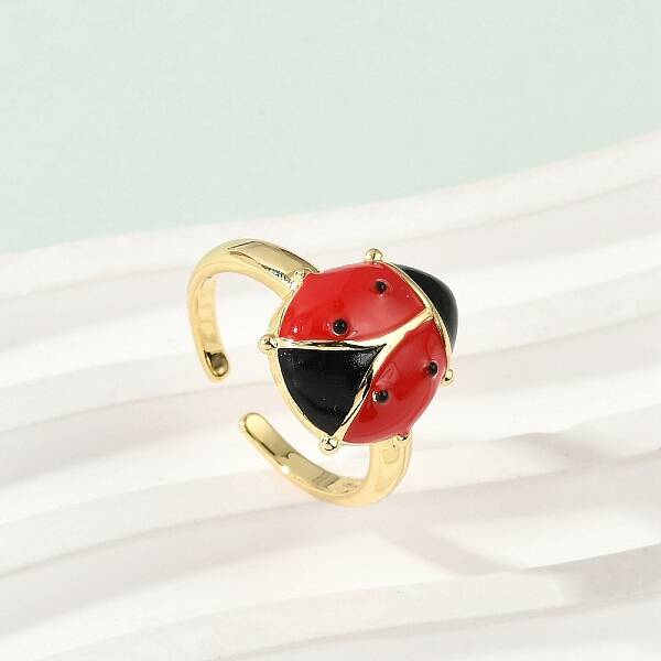 Brass Enamel Cuff Rings for Women