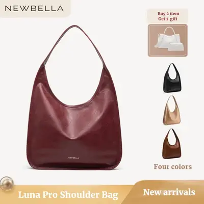 NewBella Luna Pro Shoulder Bag in PU Leather - Sleek Solid Color Top Handle Bag with Zipper Closure for School & Commute - 48...