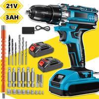 21V Cordless Drill Set, Impact Power Drill With 3/8 Inch Keyless Chuck,Clutch Electric Drill With Work Light, Max Torque 45Nm...