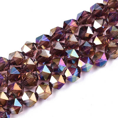Electroplate Transparent Glass Beads Strands