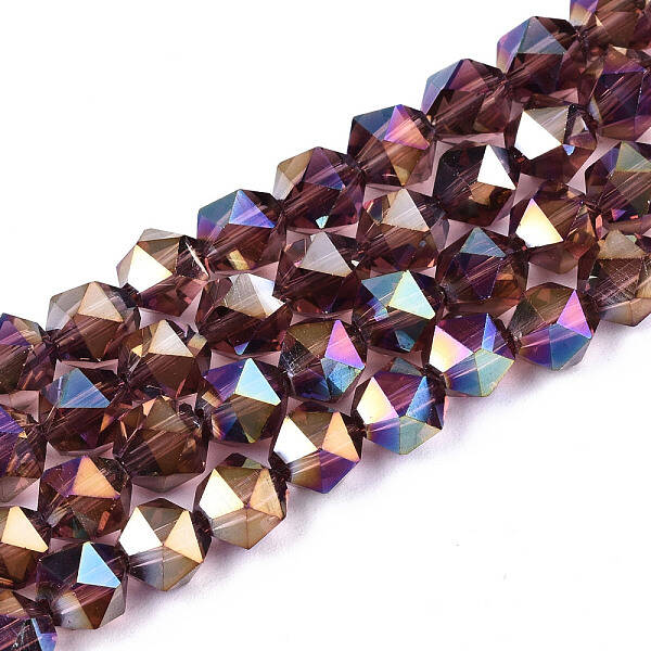 Electroplate Transparent Glass Beads Strands