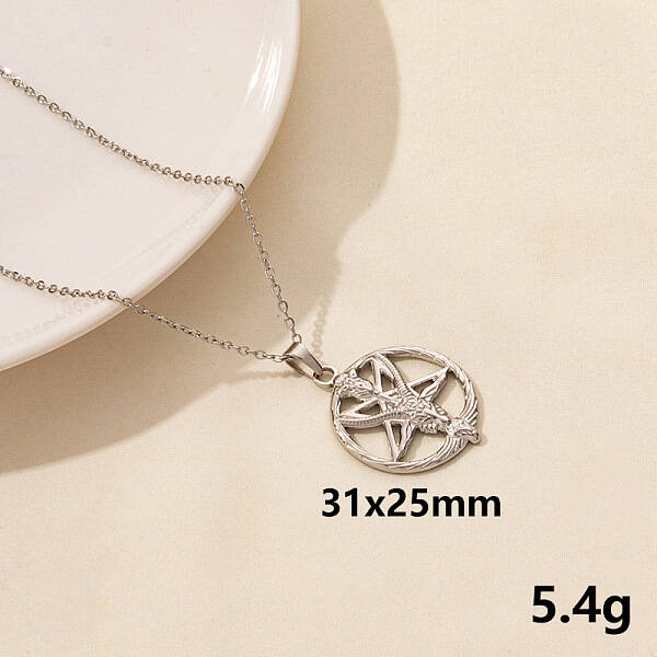 Animal Stainless Steel Ring with Star Pendant Necklace for Women