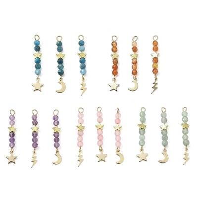 Natural Mixed Stone Faceted Round Beaded Pendants