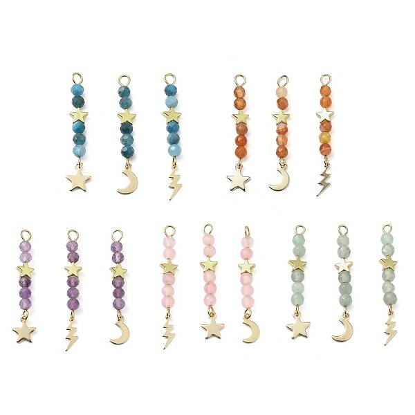 Natural Mixed Stone Faceted Round Beaded Pendants