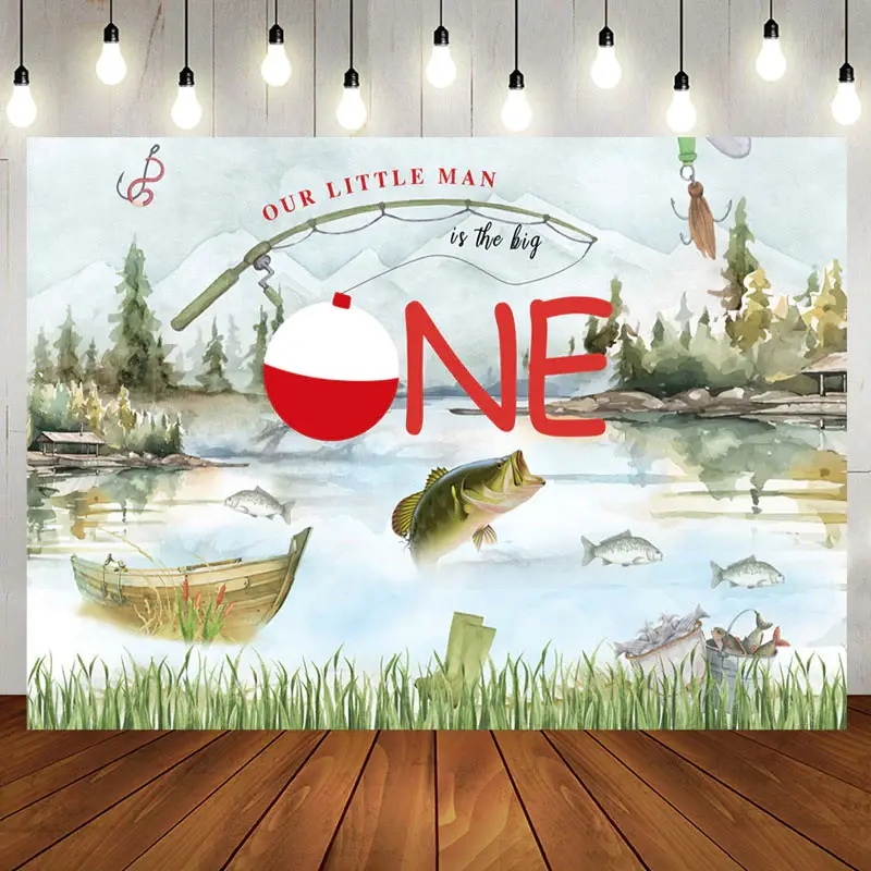 Aperturee Ink Painted Lake Forest Scene 1St Birthday Backdrop | Happy Birthday Backdrop | Custom Birthday Backdrops | Backdro...