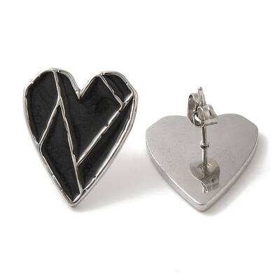 304 Stainless Steel Heart Stud Earrings