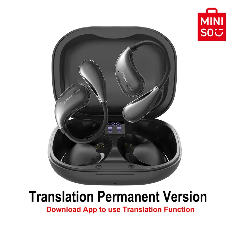 MINISO X33 translation wireless earbuds, open BT 6.0 headset, support 134 languages, real-time translation headset, gaming BT...
