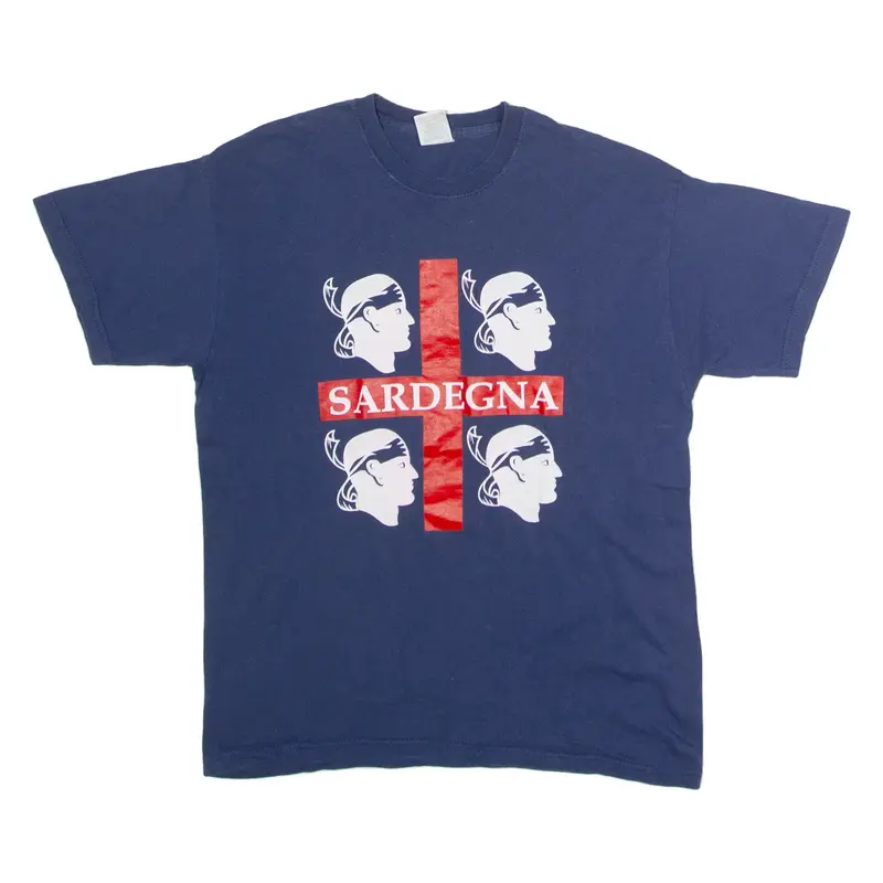 SCREEN STARS Sardinia Souvenir Mens T-Shirt Blue 90s Crew Neck M