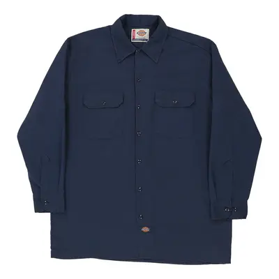 Dickies Shirt - Large Navy Polyester Blend