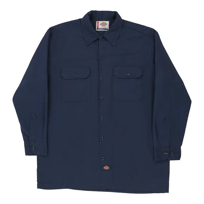 Dickies Shirt - Large Navy Polyester Blend