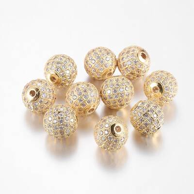Brass Cubic Zirconia Beads