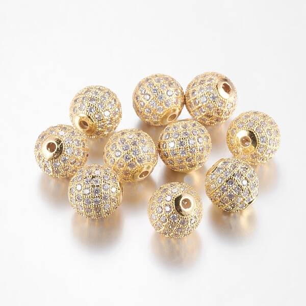Brass Cubic Zirconia Beads