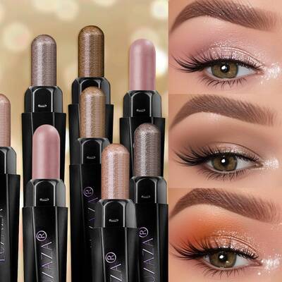 【HOT】LUXAZA 6PCS / 10PCS Eyeshadow Stick Neutral Shimmer Matte Brown Metallic Cream  Smudge-proof & Waterproof Eye Brigh