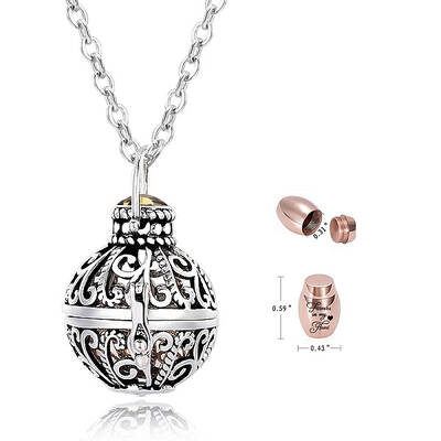 Stainless Steel Round Urn Ashes Pendant Necklace