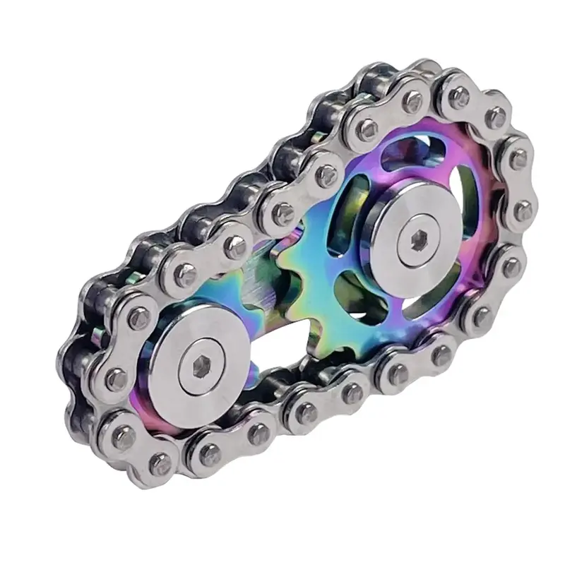 Bike Chain Gear Fidget Spinner Gift, 1 Count DIY Metal Sprocket Chain Fidget Toy, Stress Anxiety Relief Fidget Toy for Friend...