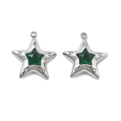 304 Stainless Steel Micro Pave Cubic Zirconia Pendants