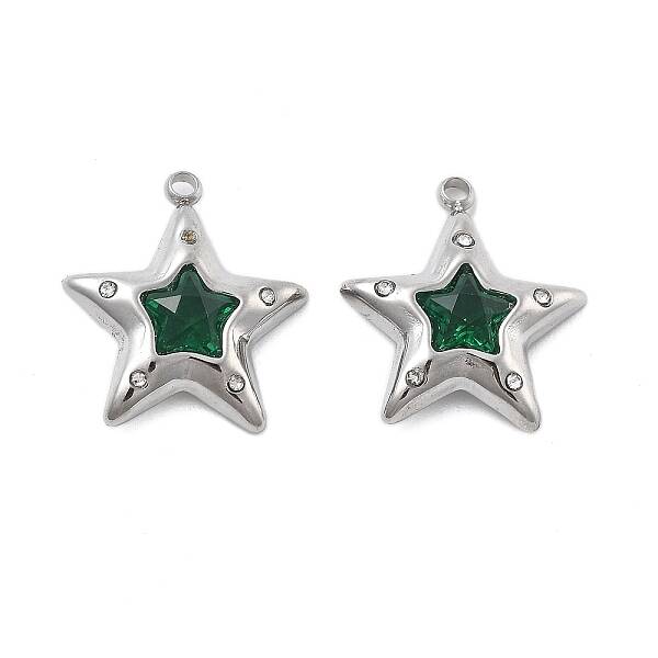 304 Stainless Steel Micro Pave Cubic Zirconia Pendants