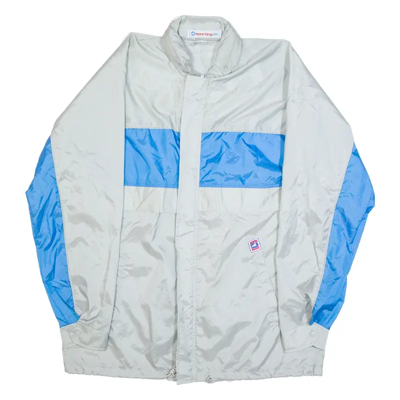 SPORTING LIFE Oversized Mens Windbreaker Jacket Grey 90s Hooded M