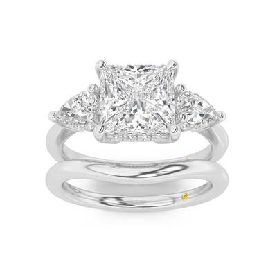 Celestia Lab Grown Princess Cut Diamond Engagement Ring with the Luna Wedding Band | 14K White Gold 1 3/8 ct. tw.