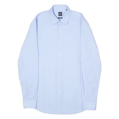 BOSS Isko Slim Fit Mens Formal Shirt Blue Long Sleeve M