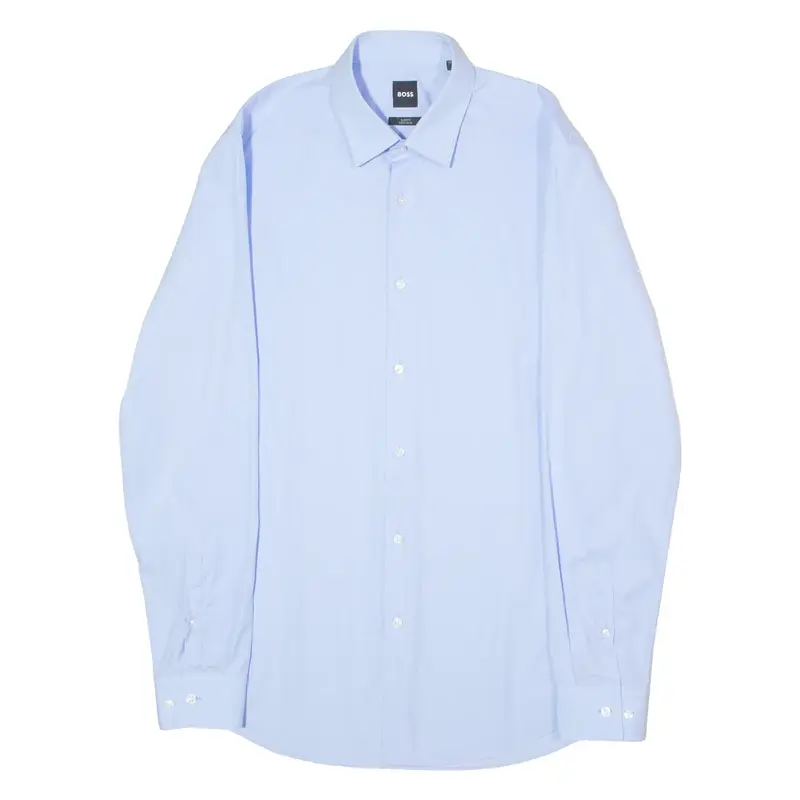 BOSS Isko Slim Fit Mens Formal Shirt Blue Long Sleeve M