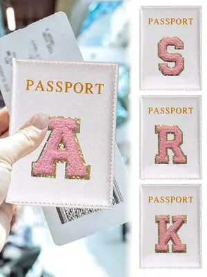 Letter Embroidery Passport Case, Cute Travel Wallet, Personalization Passport Holdercover, Perfect Vacation Travel Accessorie...