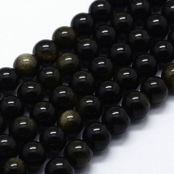 Natural Golden Sheen Obsidian Beads Strands