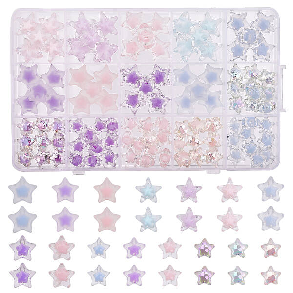 105Pcs 15 Styles Transparent Acrylic Beads