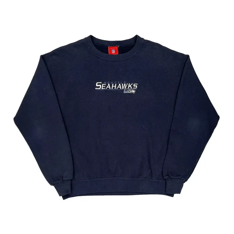 Seattle Seahawks Nfl Sweatshirt - Medium Navy Cotton Blend