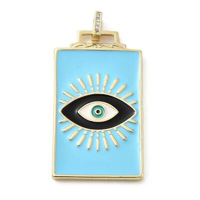 Brass Micro Pave Cubic Zirconia Pendant with Enamel