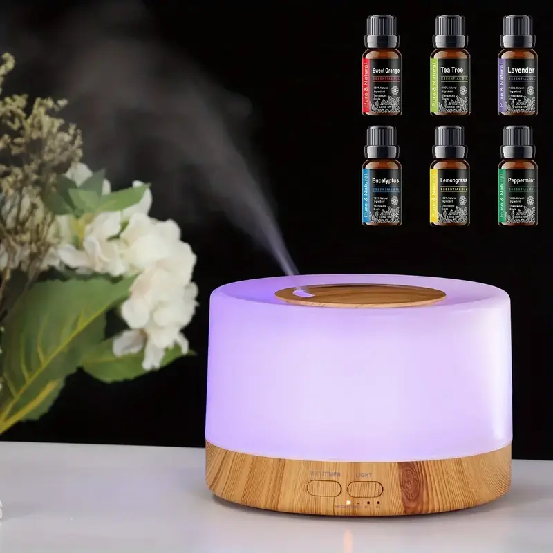 Aromatherapy Gift Set  Smart Aroma Diffuser Humidifier with Remote, Color-Changing Base, 6 Signature Essential Oils, Waterles...